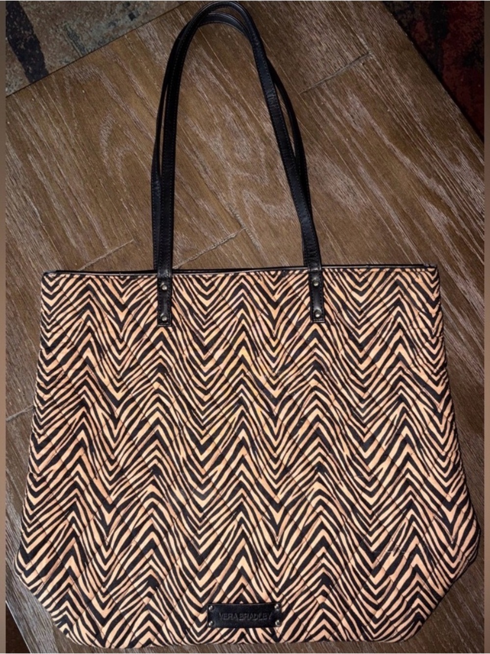Vera Bradley bold Zebra chevron black and tan pattern Tote Bag